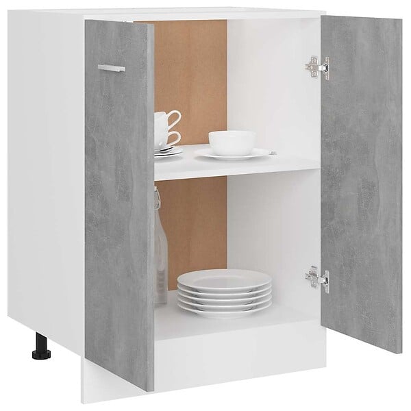 VIDAXL - vidaXL Armoire de plancher "Lyon" Gris béton Bois d’ingénierie - large