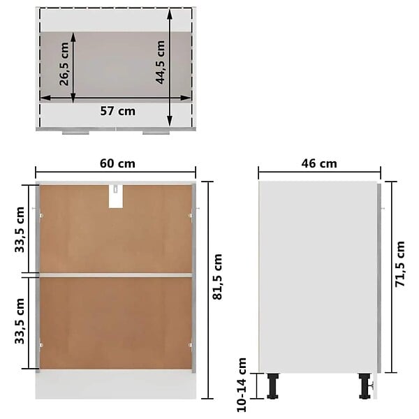 VIDAXL - vidaXL Armoire de plancher "Lyon" Gris béton Bois d’ingénierie - large