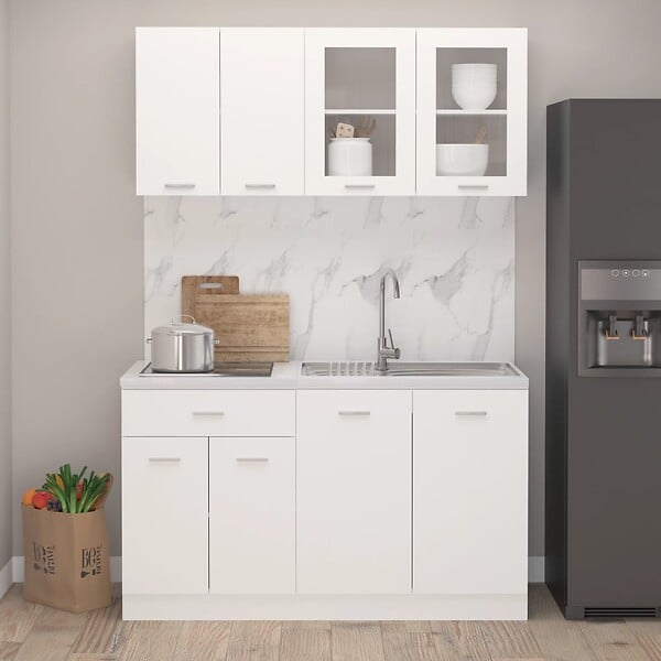 VIDAXL - vidaXL Ensemble de meubles de cuisine 4 pcs Blanc Bois d'ingénierie - large