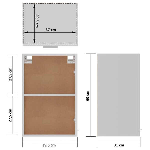 VIDAXL - vidaXL Armoire suspendue "Lyon" Blanc 39,5x31x60 cm Bois d'ingénierie - large