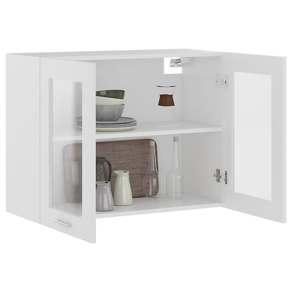 VIDAXL - vidaXL Armoire en verre suspendue "Lyon" Blanc 80x31x60 cm - large