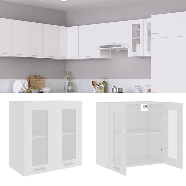 VIDAXL - vidaXL Armoire en verre suspendue "Lyon" Blanc 60x31x60 cm - large