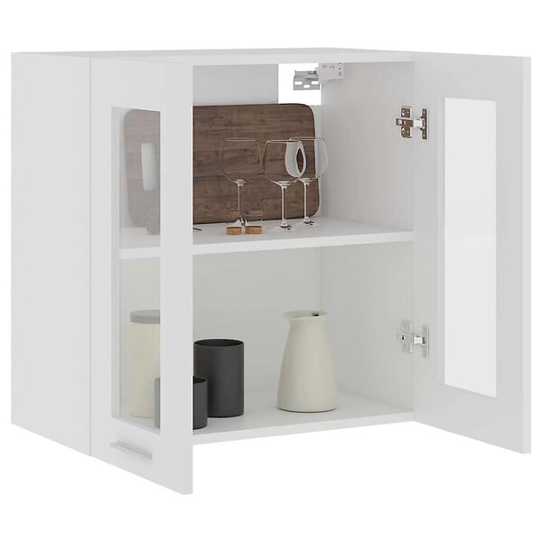 VIDAXL - vidaXL Armoire en verre suspendue "Lyon" Blanc 60x31x60 cm - large