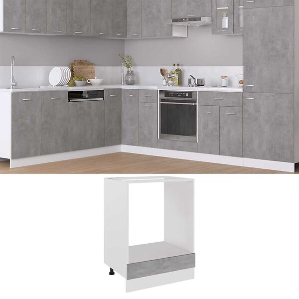 VIDAXL - vidaXL Armoire à four "Riga" Gris béton 60x46x81,5 cm - large