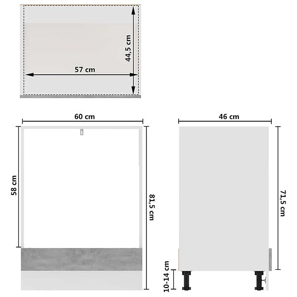 VIDAXL - vidaXL Armoire à four "Riga" Gris béton 60x46x81,5 cm - large