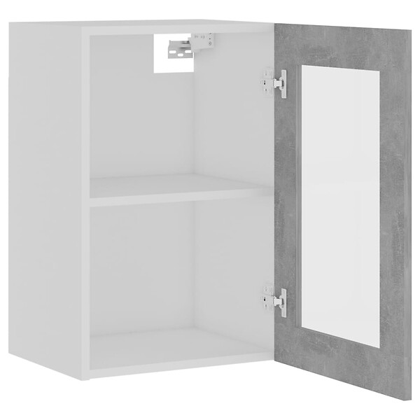 VIDAXL - vidaXL Armoire en verre suspendue "Lyon" Gris béton Bois d'ingénierie - large