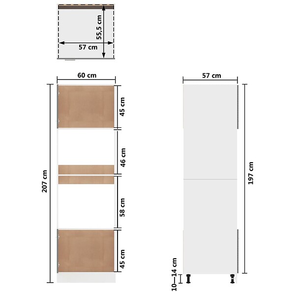 VIDAXL - Armoire à micro-ondes Blanc 60x57x207 cm Bois d’ingénierie - large