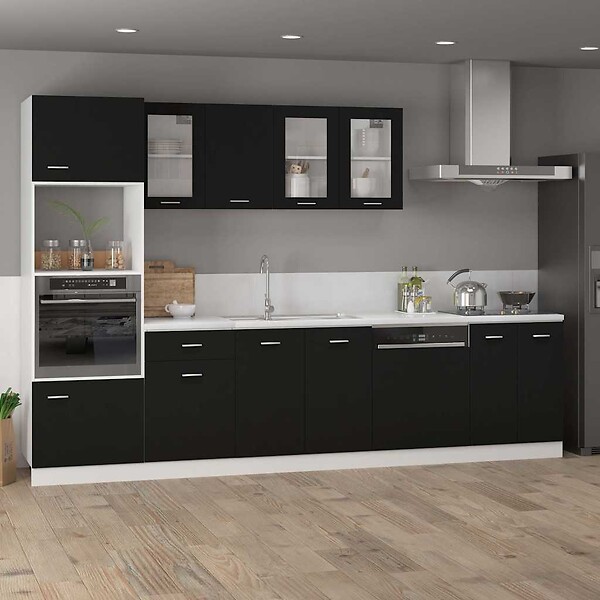 VIDAXL - vidaXL Armoire en verre suspendue "Lyon" Noir 80x31x60 cm - large