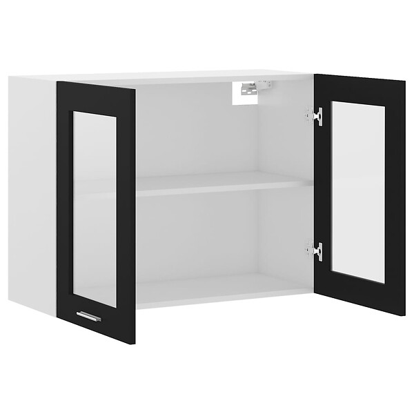 VIDAXL - vidaXL Armoire en verre suspendue "Lyon" Noir 80x31x60 cm - large