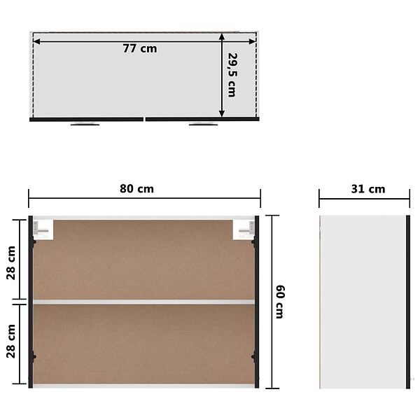 VIDAXL - vidaXL Armoire suspendue "Lyon" Noir 80x31x60 cm Bois d’ingénierie - large