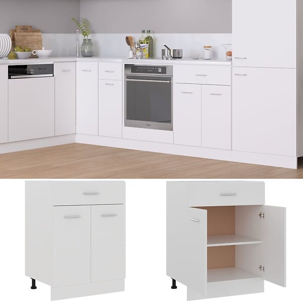VIDAXL - vidaXL Armoire de plancher à tiroir "Lyon" Blanc - large
