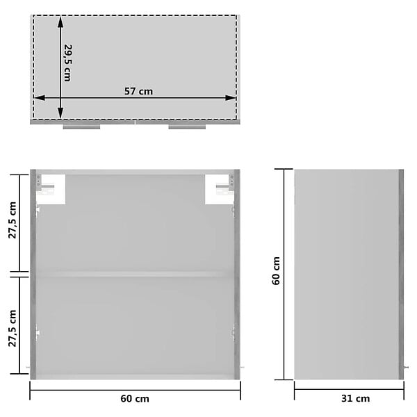 VIDAXL - vidaXL Armoire en verre suspendue "Lyon" Gris béton Bois d'ingénierie - large