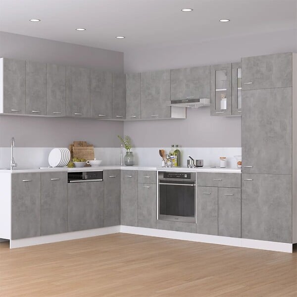 VIDAXL - vidaXL Armoire d'angle suspendue "Lyon" Gris béton Bois d’ingénierie - large