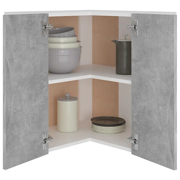 VIDAXL - vidaXL Armoire d'angle suspendue "Lyon" Gris béton Bois d’ingénierie - large