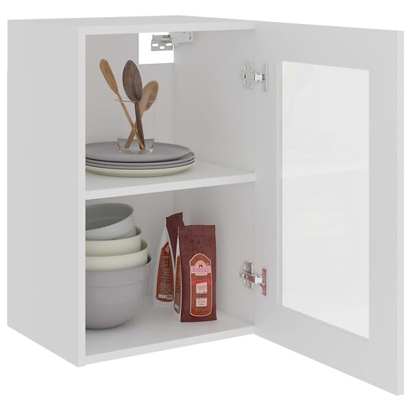 VIDAXL - vidaXL Armoire en verre suspendue "Lyon" Blanc 40x31x60 cm - large