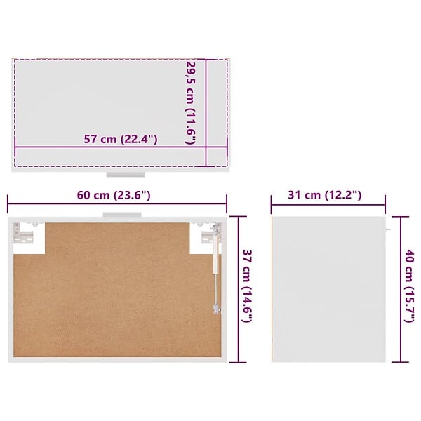 VIDAXL - vidaXL Armoire suspendue "Lyon" Blanc 60x31x40 cm Bois d'ingénierie - large