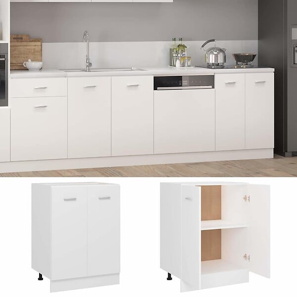 VIDAXL - vidaXL Armoire de plancher "Lyon" Blanc Bois d'ingénierie - large