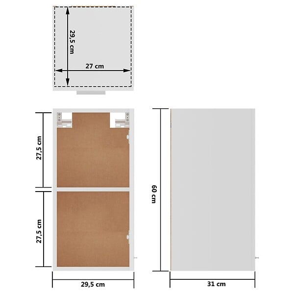 VIDAXL - vidaXL Armoire suspendue "Lyon" Blanc 29,5x31x60 cm Bois d'ingénierie - large