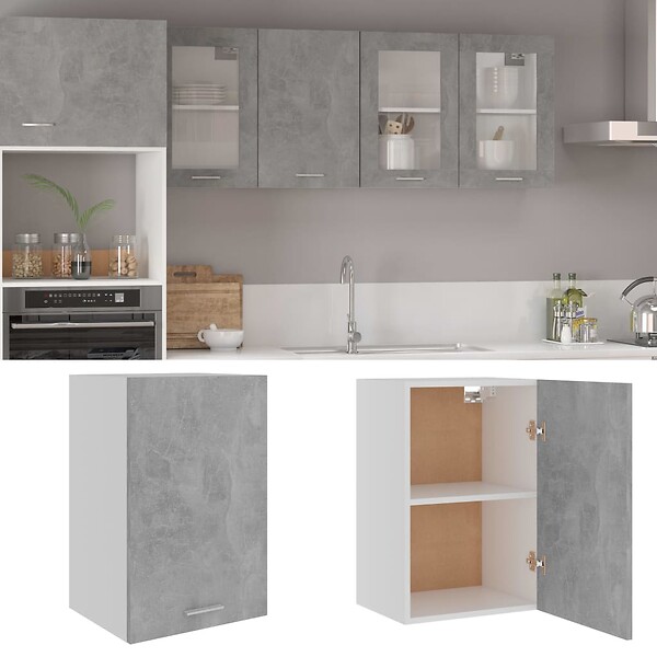 VIDAXL - vidaXL Armoire suspendue "Lyon" Gris béton 39,5x31x60 cm - large