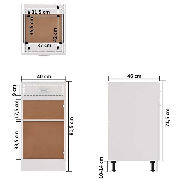 VIDAXL - vidaXL Armoire de plancher à tiroir "Lyon" Blanc 40x46x81,5cm - large