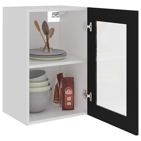 VIDAXL - vidaXL Armoire en verre suspendue "Lyon" Noir 40x31x60 cm - large