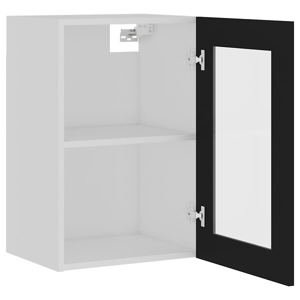 VIDAXL - vidaXL Armoire en verre suspendue "Lyon" Noir 40x31x60 cm - large