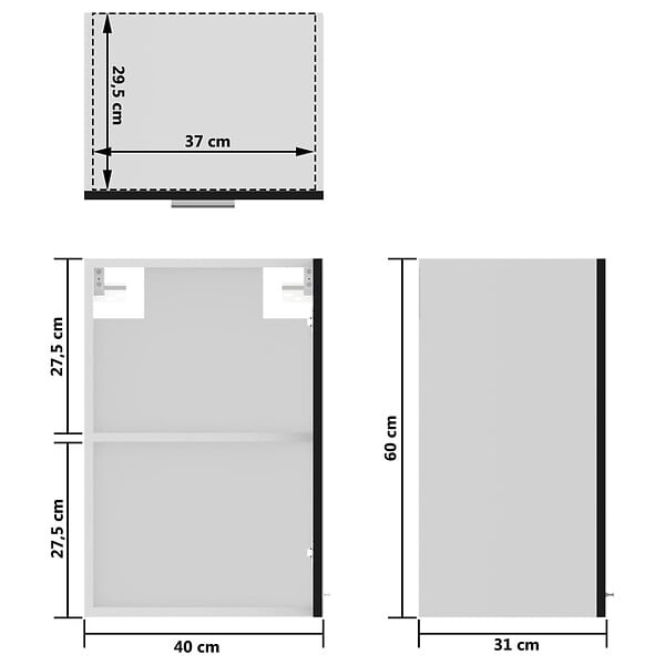 VIDAXL - vidaXL Armoire en verre suspendue "Lyon" Noir 40x31x60 cm - large