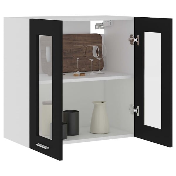 VIDAXL - vidaXL Armoire en verre suspendue "Lyon" Noir 60x31x60 cm - large