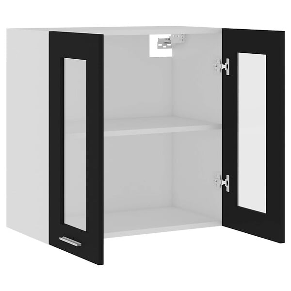 VIDAXL - vidaXL Armoire en verre suspendue "Lyon" Noir 60x31x60 cm - large