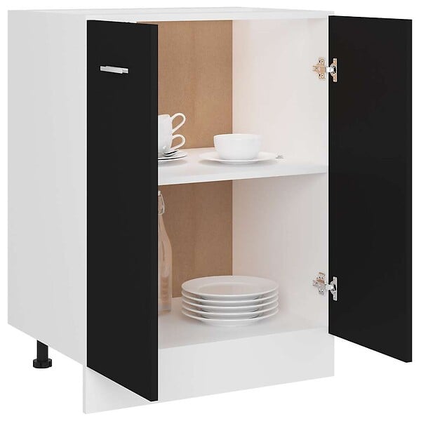 VIDAXL - vidaXL Armoire de plancher "Lyon" Noir Bois d'ingénierie - large