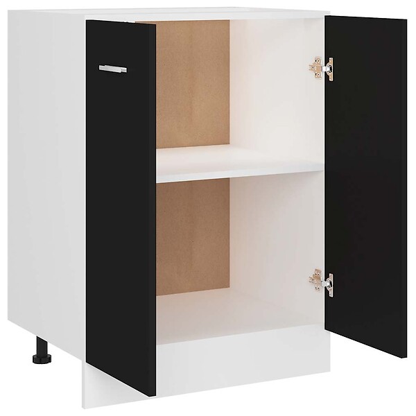 VIDAXL - vidaXL Armoire de plancher "Lyon" Noir Bois d'ingénierie - large