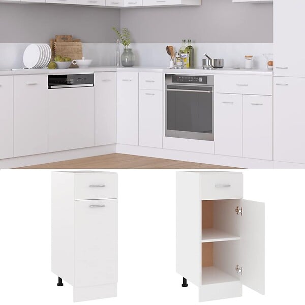 VIDAXL - vidaXL Armoire de plancher à tiroir "Lyon" Blanc 30x46x81,5cm - large