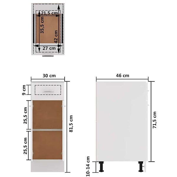 VIDAXL - vidaXL Armoire de plancher à tiroir "Lyon" Blanc 30x46x81,5cm - large