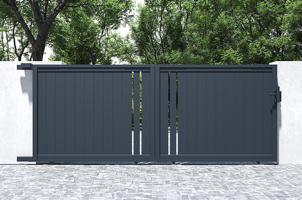 CASANOOV - Casanoov Portail coulissant 4 m GIONA H.160  cm aluminium gris - large