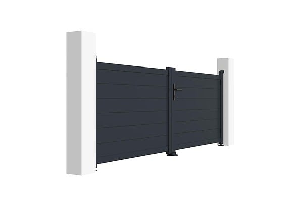 CASANOOV - Casanoov Portail battant 3 m EIGER H.115  cm + Portillon 1m EIGER H.115  cm aluminium gris - large