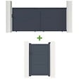 CASANOOV - Casanoov Portail coulissant 4 m EIGER H.180  cm + Portillon 1m EIGER H.180  cm aluminium gris - vignette
