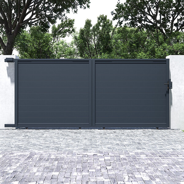 CASANOOV - Casanoov Portail coulissant 4 m EIGER H.180  cm + Portillon 1m EIGER H.180  cm aluminium gris - large