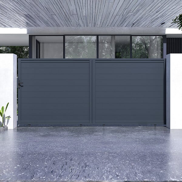 CASANOOV - Casanoov Portail coulissant 4 m EIGER H.180  cm + Portillon 1m EIGER H.180  cm aluminium gris - large
