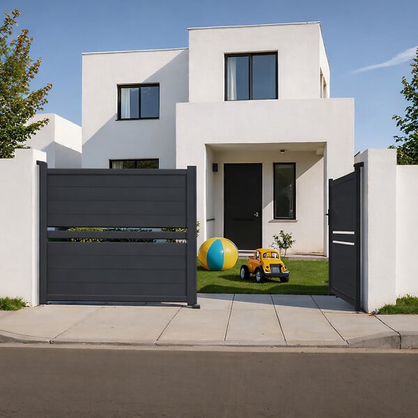 CASANOOV - Casanoov Portail battant 3,5 m CIMONE H.160 aluminium gris - large