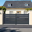 CASANOOV - Casanoov Portail battant 3 m VOGEL H.120  cm + Portillon 1m VOGEL H.120  cm aluminium gris - vignette