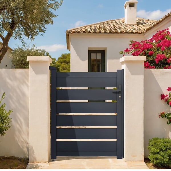 CASANOOV - Casanoov Portail battant 3 m VOGEL H.120  cm + Portillon 1m VOGEL H.120  cm aluminium gris - large