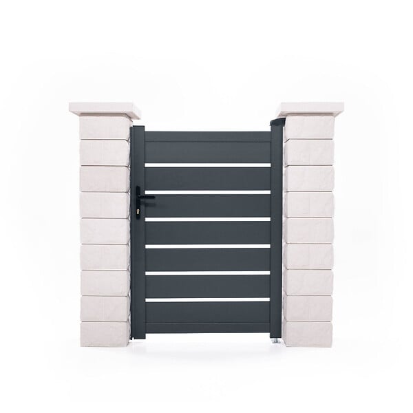 CASANOOV - Casanoov Portail battant 3 m VOGEL H.140  cm + Portillon 1m VOGEL H.140  cm aluminium gris - large