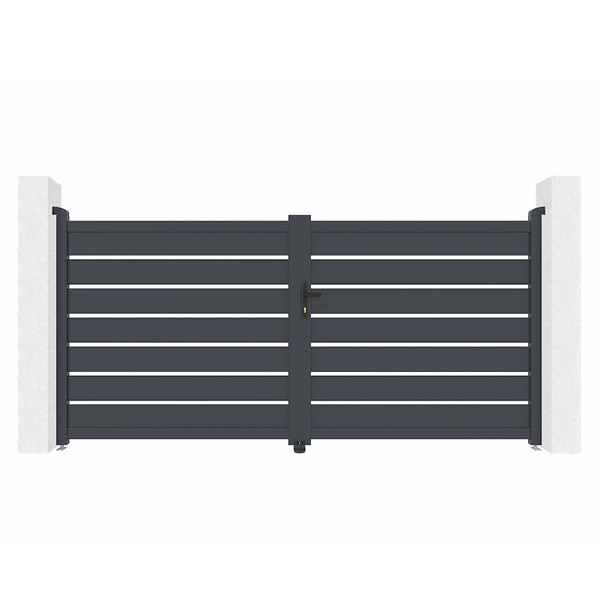 CASANOOV - Casanoov Portail battant 3 m VOGEL H.140  cm + Portillon 1m VOGEL H.140  cm aluminium gris - large