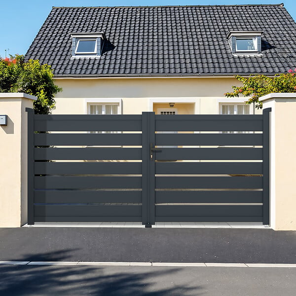 CASANOOV - Casanoov Portail battant 3 m VOGEL H.140  cm + Portillon 1m VOGEL H.140  cm aluminium gris - large
