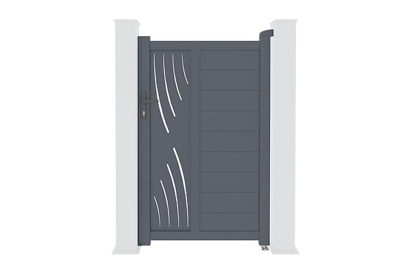 CASANOOV - Casanoov Portail coulissant 4 m VELETA H.160  cm + Portillon 1m VELETA H.160  cm aluminium gris - large