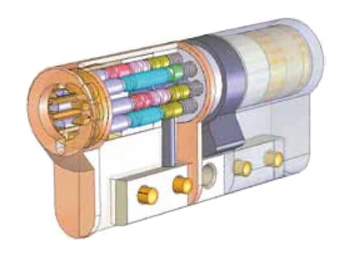 POLLUX - Cylindre double entrée 30X30mm à  5 ailettes finition nickelé - POLLUX â€“ 955533 - large