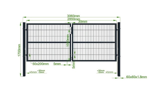 CASANOOV - Casanoov Portail battant grillagé 3 m RAZO H.120  cm Gris - large