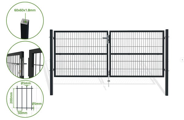 CASANOOV - Casanoov Portail battant grillagé 3 m RAZO H.120  cm Gris - large