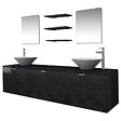 VIDAXL - vidaXL Dix pcs mobilier meuble pour salle de bains avec lavabo et robinet noir - vignette