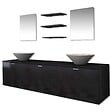 VIDAXL - vidaXL Dix pcs mobilier meuble pour salle de bains avec lavabo et robinet noir - vignette